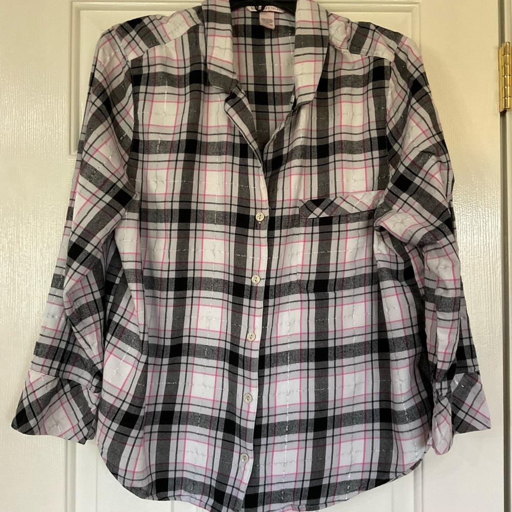 Victoria's Secret Black and Pink Plaid Pajama set.